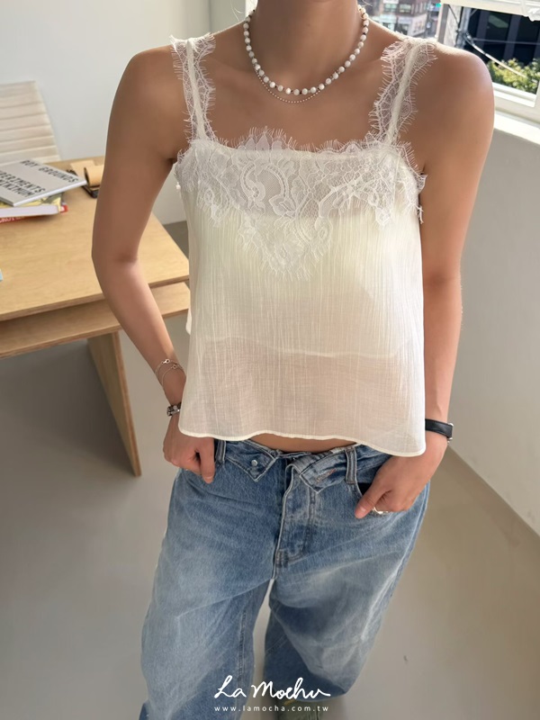 微傘狀短版蕾絲背心(闆娘.花花清單)